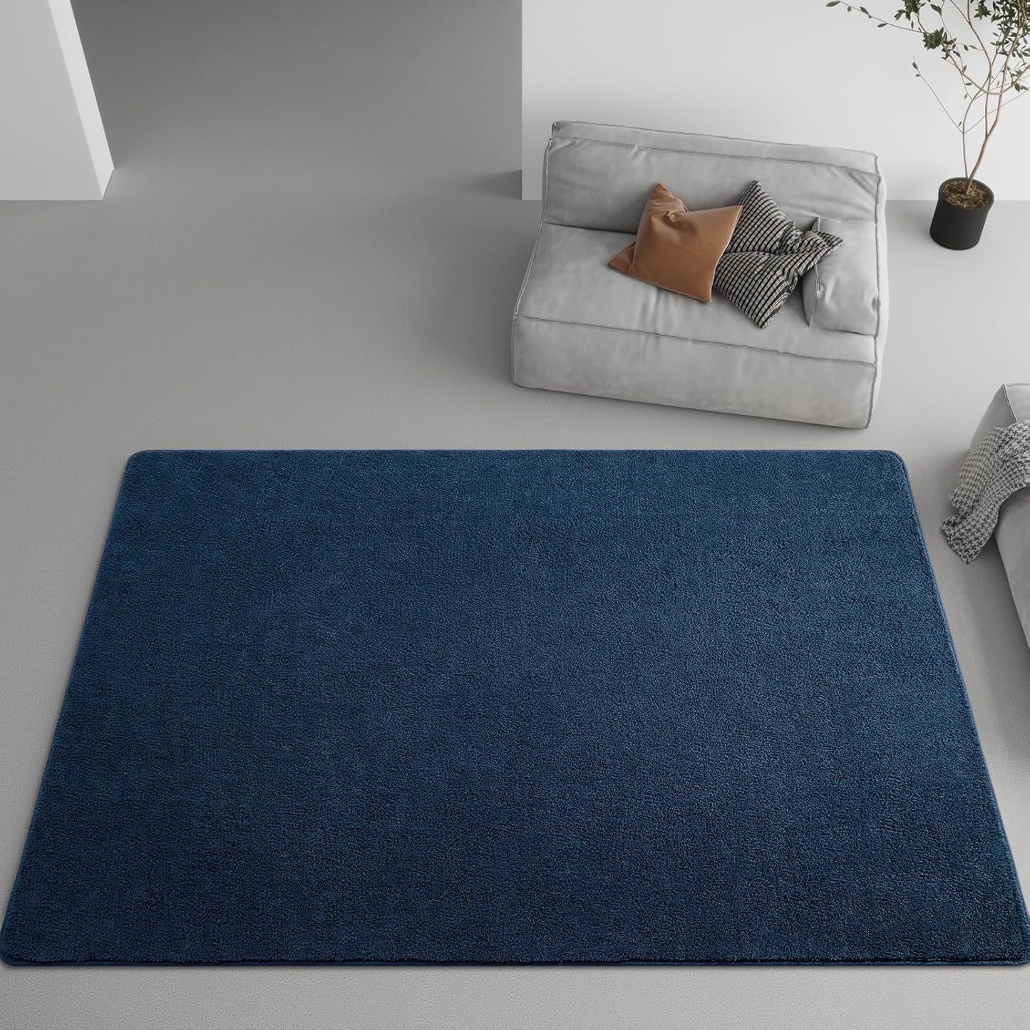 DweIke Modern Area Rugs for Living Room Bedroom, 4x6 Navy Blue Thickened Memory-Foam Throw Carpet, Super Soft Kids Boys Girls Rug, Non-Slip and Washable Carpets for Dorm Nursery Classroom Decor