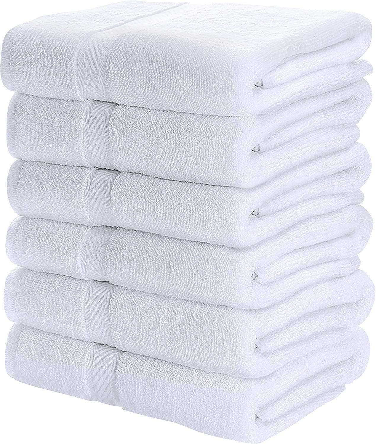 Utopia Towels 6 Pack Medium Bath Towel Set, 24 by 48 Inches, 500 GSM 100% Ring Spun Cotton, Lightweight and Highly Absorbent Quick Drying Premium Towels for Hotel, Spa and Bathroom, White