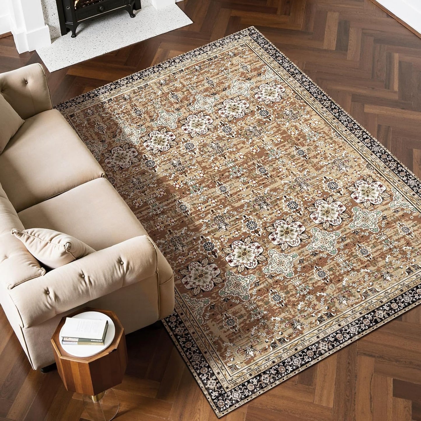 VEVOR 9 x 12 ft Area Rug Large Washable Boho Rug Non-Slip and Tear-Resistant Soft Carpet Pet & Child Friendly Bohemian Area Rugs Indoor Mat for Bedroom Living Room Kids Room Office Gray