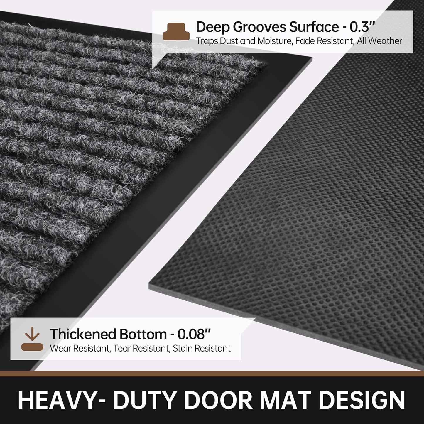 Front Door Mat, 72" x 48" Heavy Duty Indoor Outdoor Doormat, Non-Slip Welcome Mats for Entryway, Rubber Backing Low Profile Mats, Commercial Door Mats