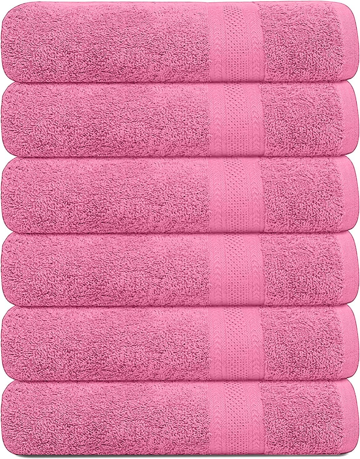 100% Cotton Bath Towels, 24x48 Pack of 6 Towels, Quick Dry, Highly Absorbent, Soft Feel Towel, Gym, Spa, Bathroom, Shower, Pool, Luxury Soft Towels (Grey, 24x48-6 Pack)