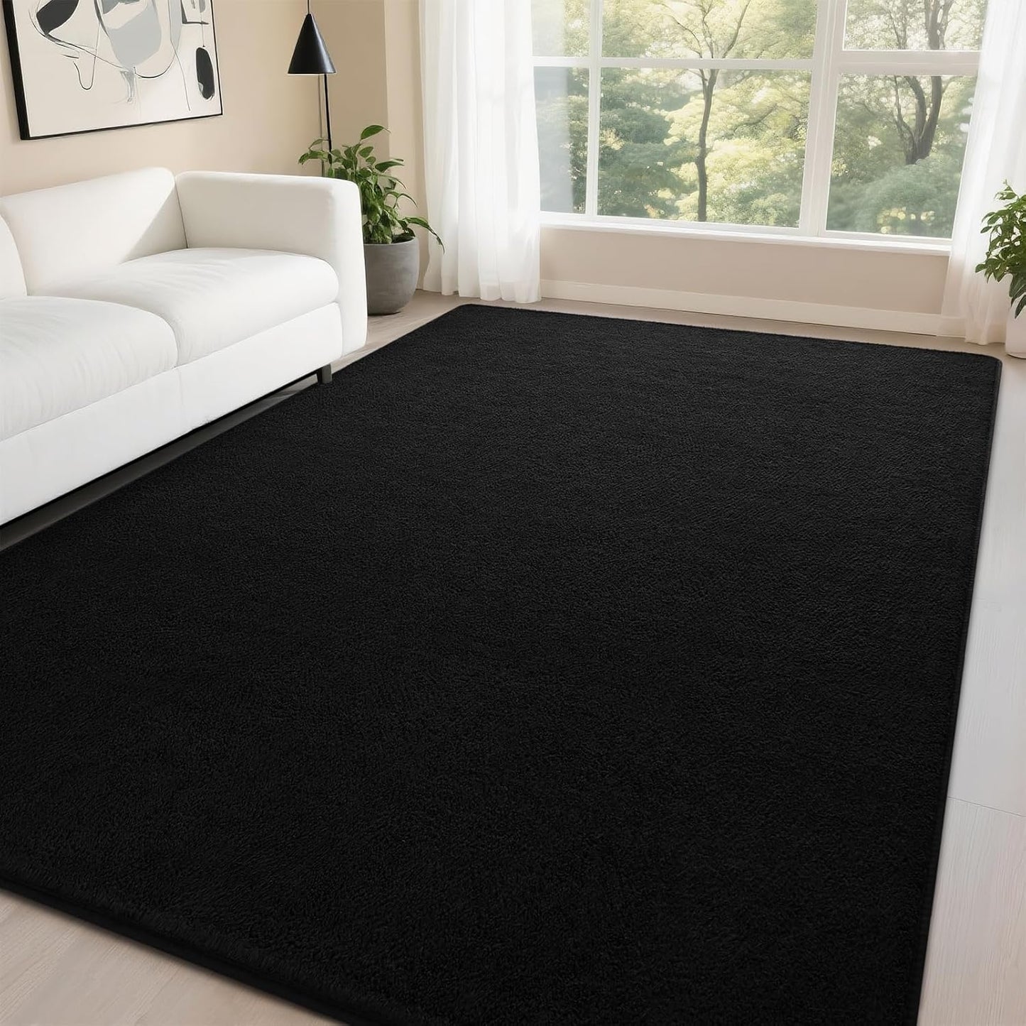 DweIke Modern Area Rugs for Living Room Bedroom, 4x6 Navy Blue Thickened Memory-Foam Throw Carpet, Super Soft Kids Boys Girls Rug, Non-Slip and Washable Carpets for Dorm Nursery Classroom Decor