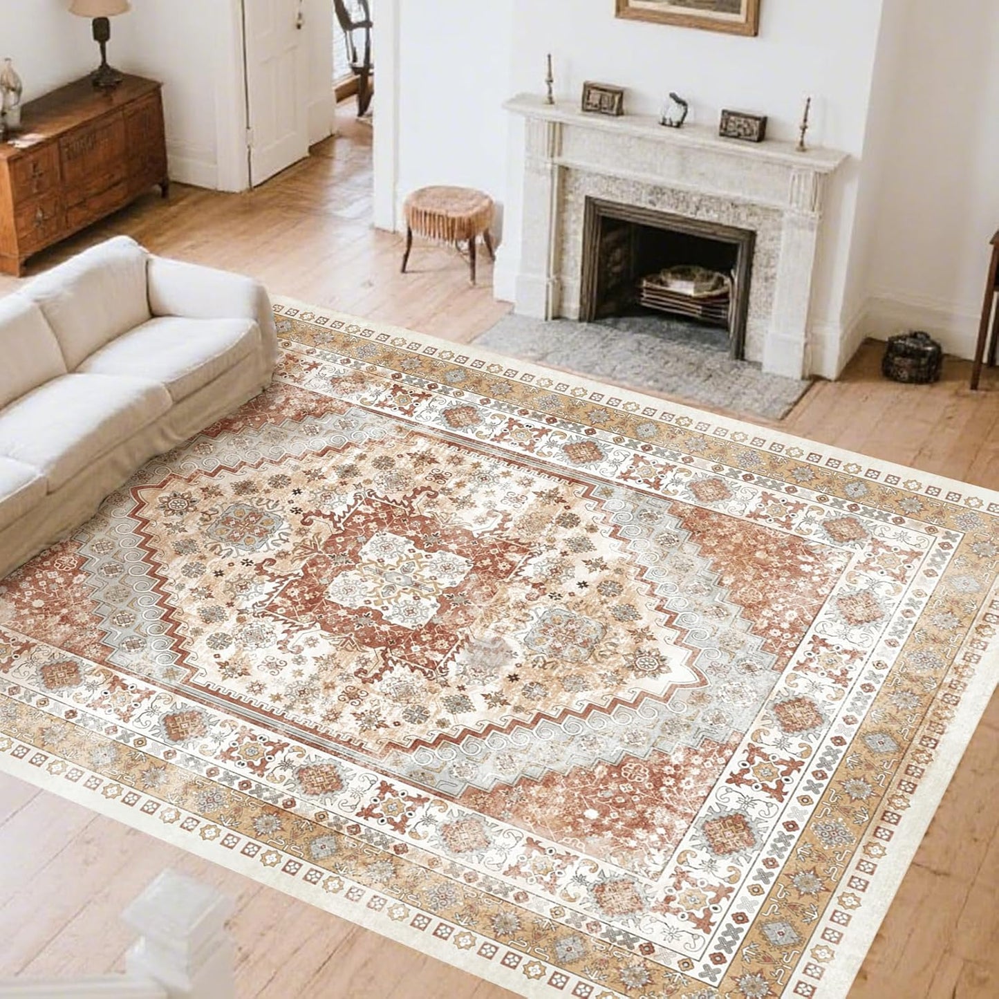 VEVOR 9 x 12 ft Area Rug Large Washable Boho Rug Non-Slip and Tear-Resistant Soft Carpet Pet & Child Friendly Bohemian Area Rugs Indoor Mat for Bedroom Living Room Kids Room Office Gray