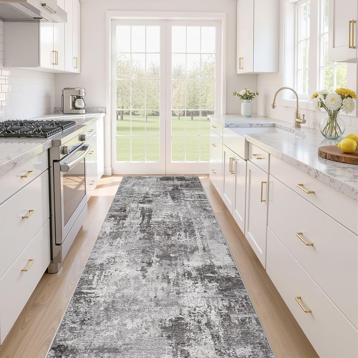Area Rugs 9x12 Living Room: Washable Large Abstract Modern Soft Rugs Stain Resistant Indoor Floor Non Slip Accent Carpet for Bedroom Nursery Playroom Office Dining Room Dorm Home Decor- Gray Gold