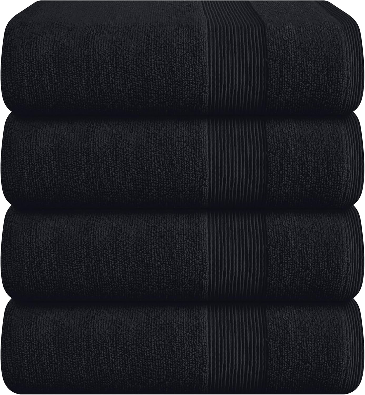Belizzi Home 4 Pack Bath Towel Set 27x54, 100% Ring Spun Cotton, Ultra Soft Highly Absorbent Machine Washable Hotel Spa Quality Bath Towels for Bathroom, 4 Bath Towels Black