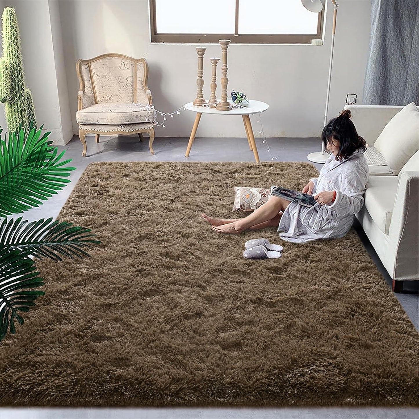 DweIke Fluffy Dark Green Rugs for Bedroom Living Room, 4x6 Feet Soft Plush Shaggy Forest Hunter Green Girls Boys Kids Rug, Non-Slip and Machine Washable Carpet for Dorm Nursery Classroom Decor