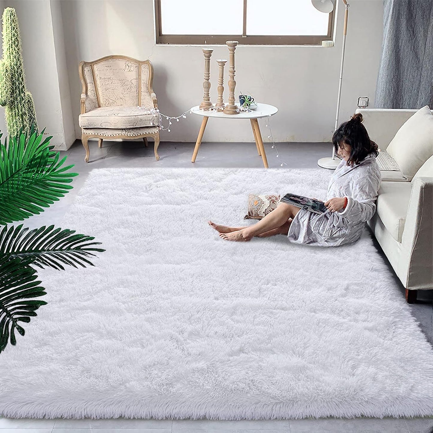 DweIke Fluffy Dark Green Rugs for Bedroom Living Room, 4x6 Feet Soft Plush Shaggy Forest Hunter Green Girls Boys Kids Rug, Non-Slip and Machine Washable Carpet for Dorm Nursery Classroom Decor