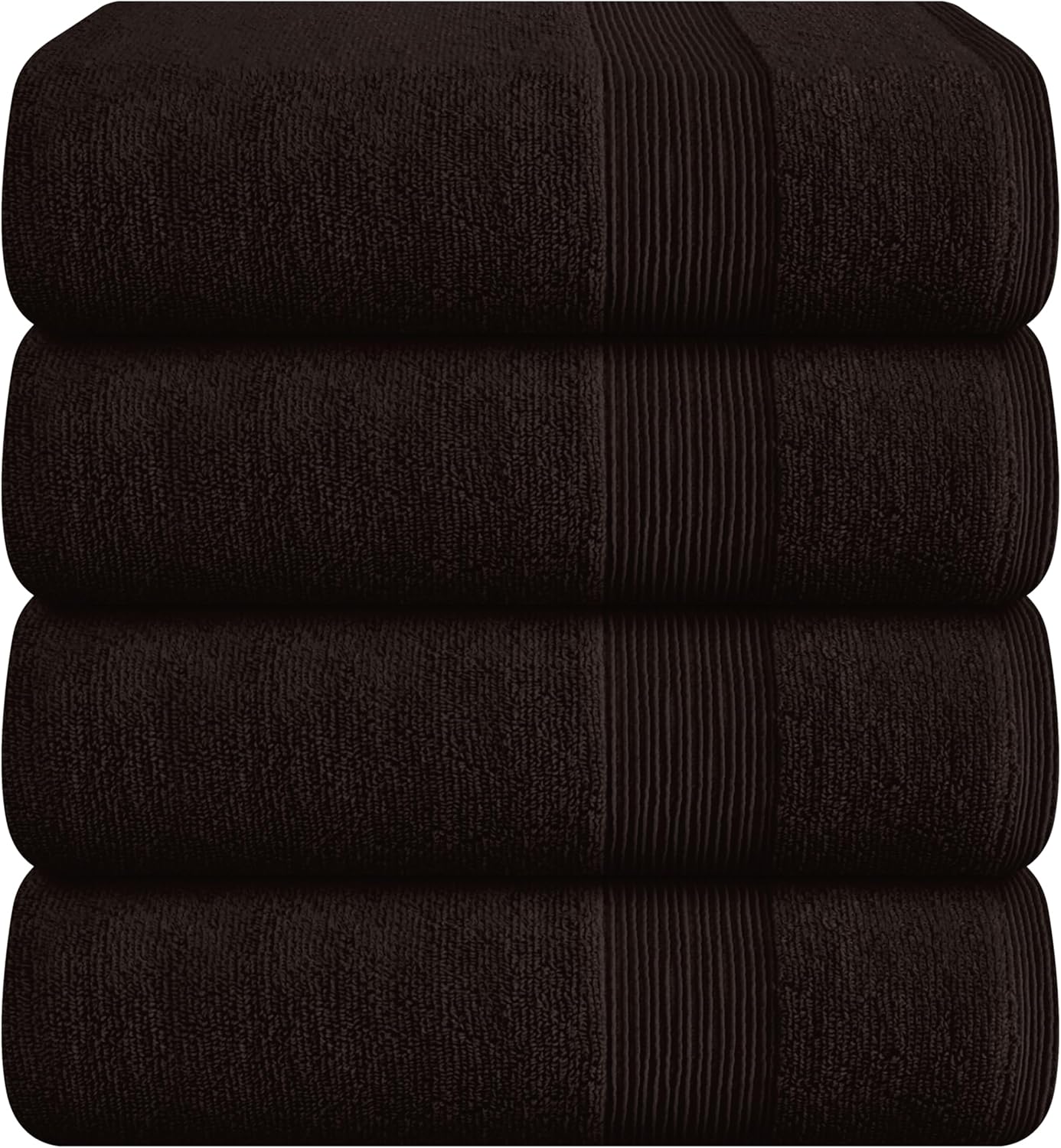 Belizzi Home 4 Pack Bath Towel Set 27x54, 100% Ring Spun Cotton, Ultra Soft Highly Absorbent Machine Washable Hotel Spa Quality Bath Towels for Bathroom, 4 Bath Towels Black