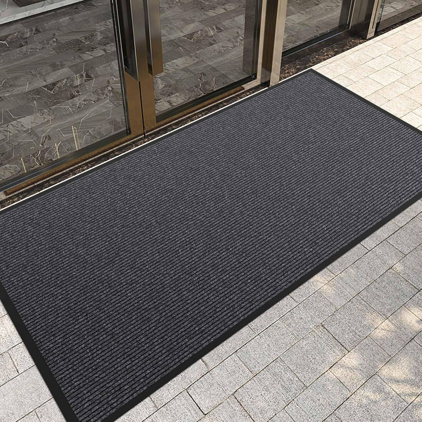 Front Door Mat, 72" x 48" Heavy Duty Indoor Outdoor Doormat, Non-Slip Welcome Mats for Entryway, Rubber Backing Low Profile Mats, Commercial Door Mats
