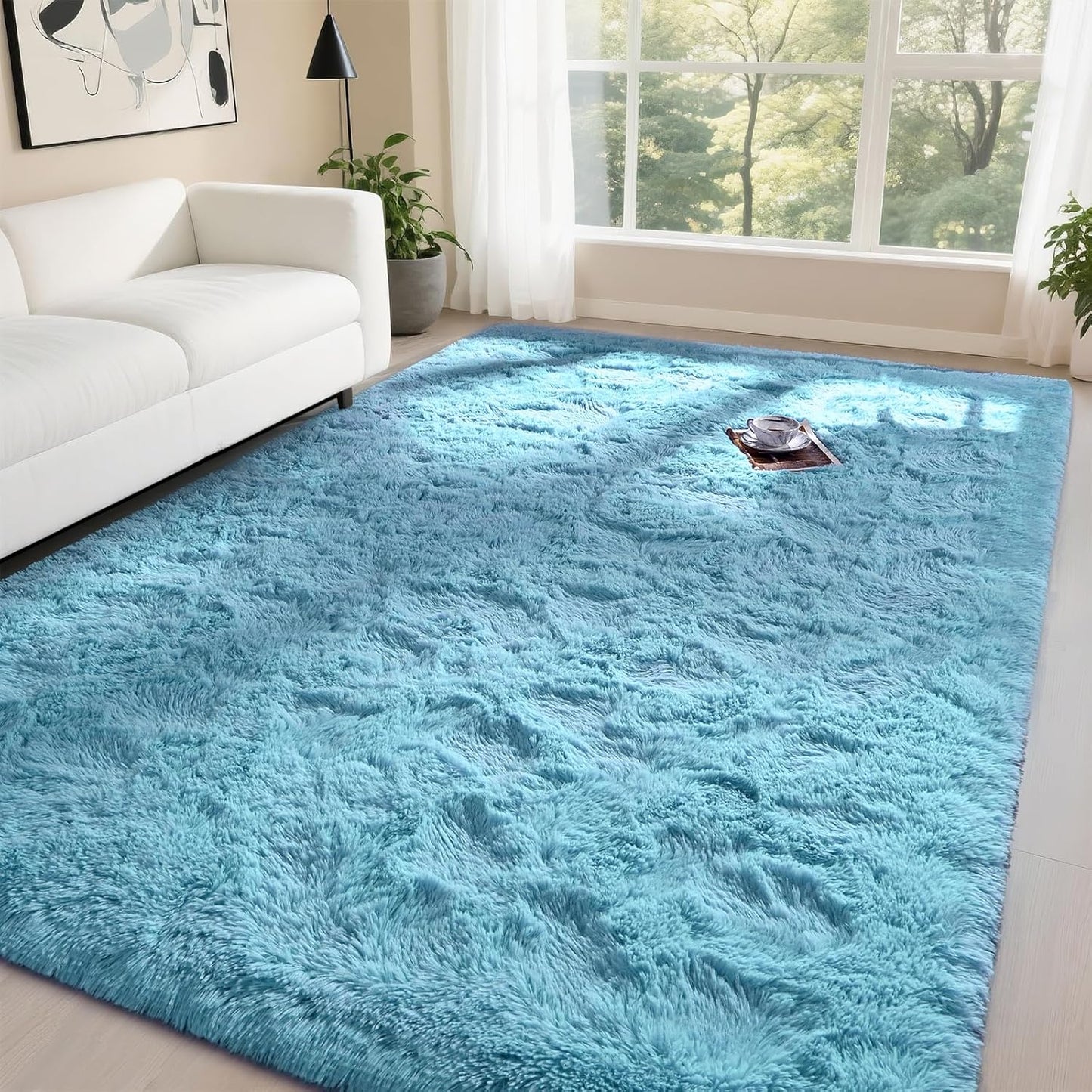 DweIke Fluffy Dark Green Rugs for Bedroom Living Room, 4x6 Feet Soft Plush Shaggy Forest Hunter Green Girls Boys Kids Rug, Non-Slip and Machine Washable Carpet for Dorm Nursery Classroom Decor