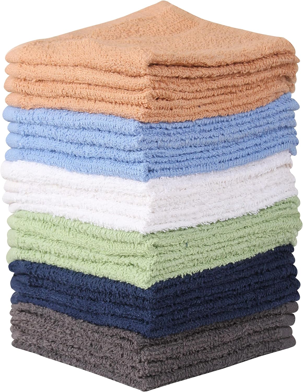 Towel and Linen Mart 100% Cotton 6 Pack Bath Towel Set, Quick Dry, Super Absorbent, Light Weight, Soft, (27 x 54 Pack of 6) Beige, White, Grey, Sky Blue, SAGE Green, Navy