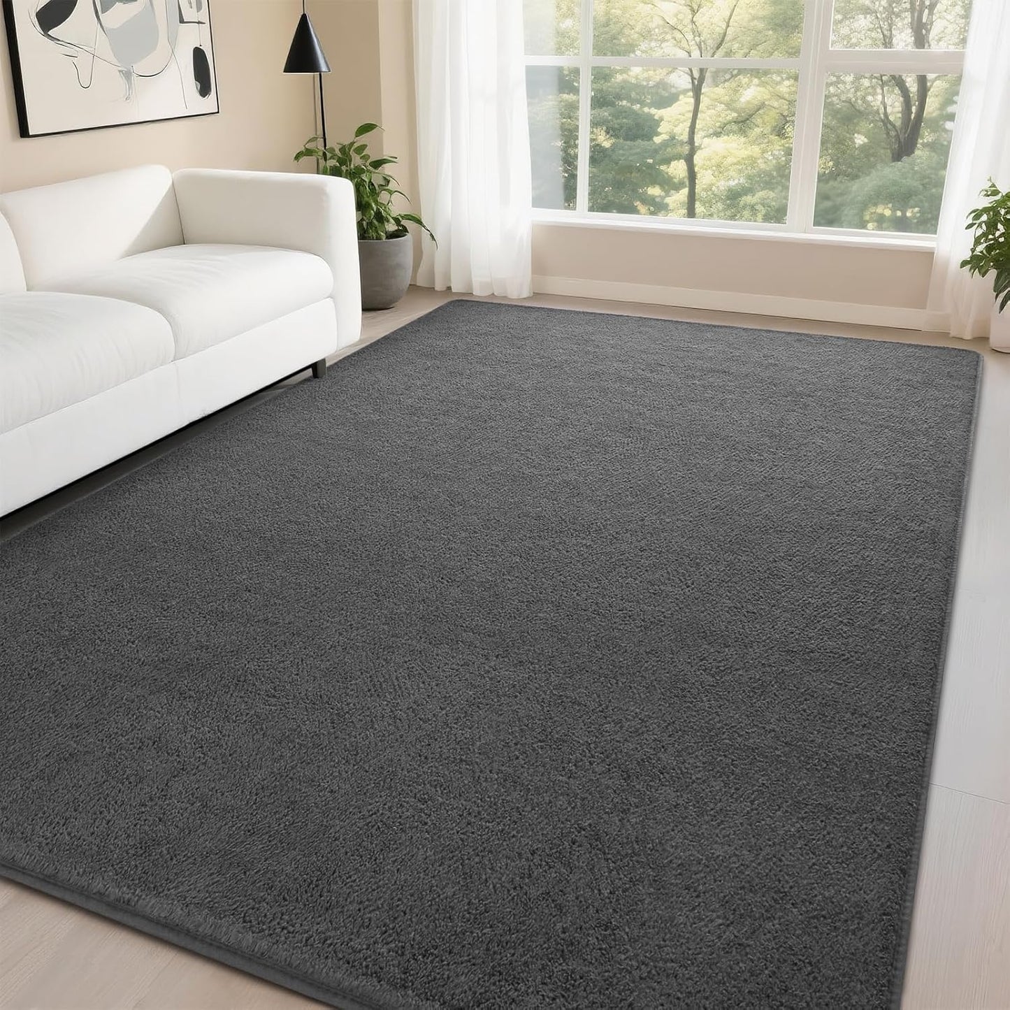 DweIke Modern Area Rugs for Living Room Bedroom, 4x6 Navy Blue Thickened Memory-Foam Throw Carpet, Super Soft Kids Boys Girls Rug, Non-Slip and Washable Carpets for Dorm Nursery Classroom Decor