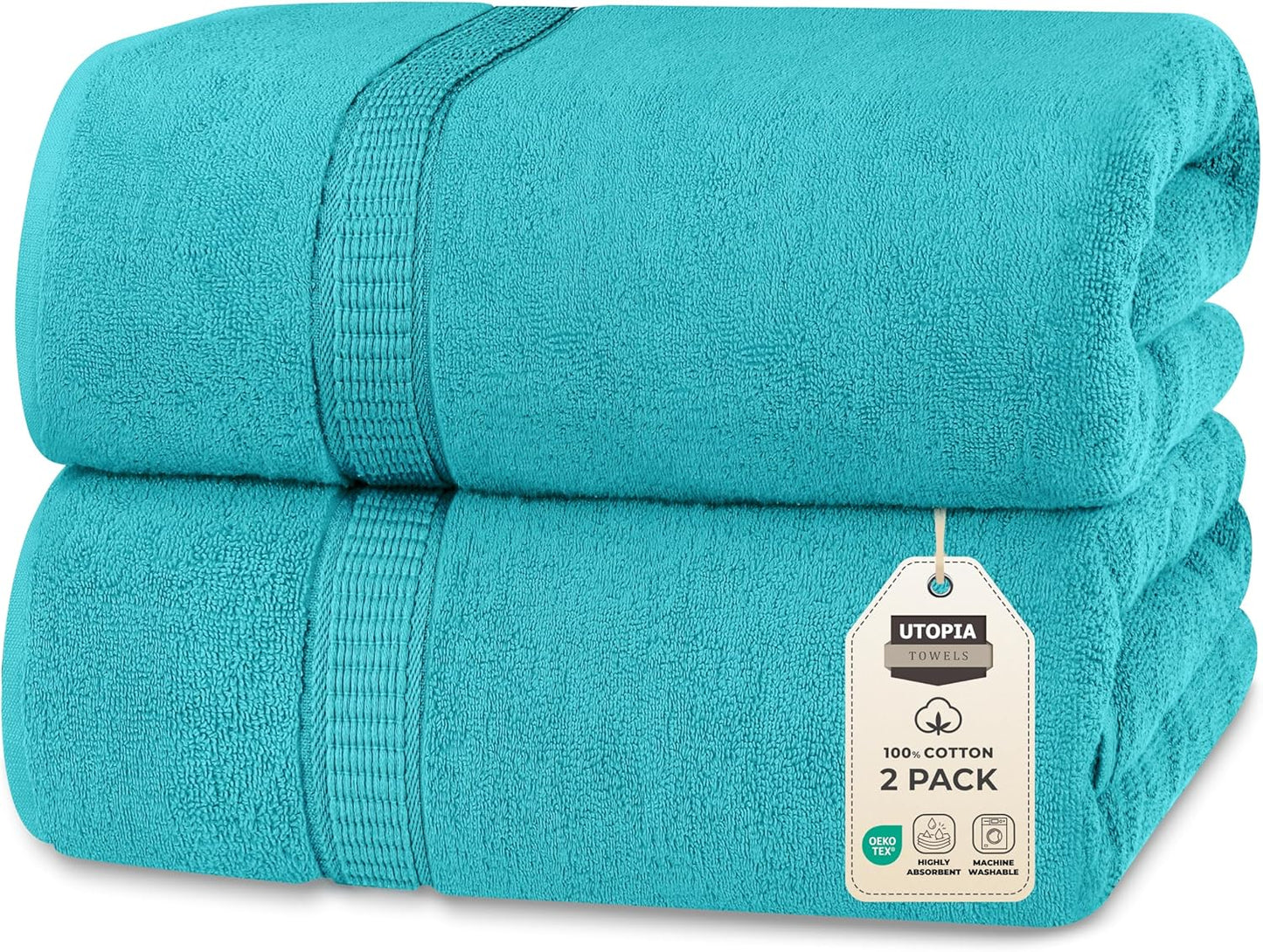 Utopia Towels Luxurious Jumbo Bath Sheet 2 Piece, 600 GSM, 35 by 70 Inches, 100% Ring Spun Cotton, Highly Absorbent and Quick Dry Extra Large Bath Towel, Super Soft Towel, Grey