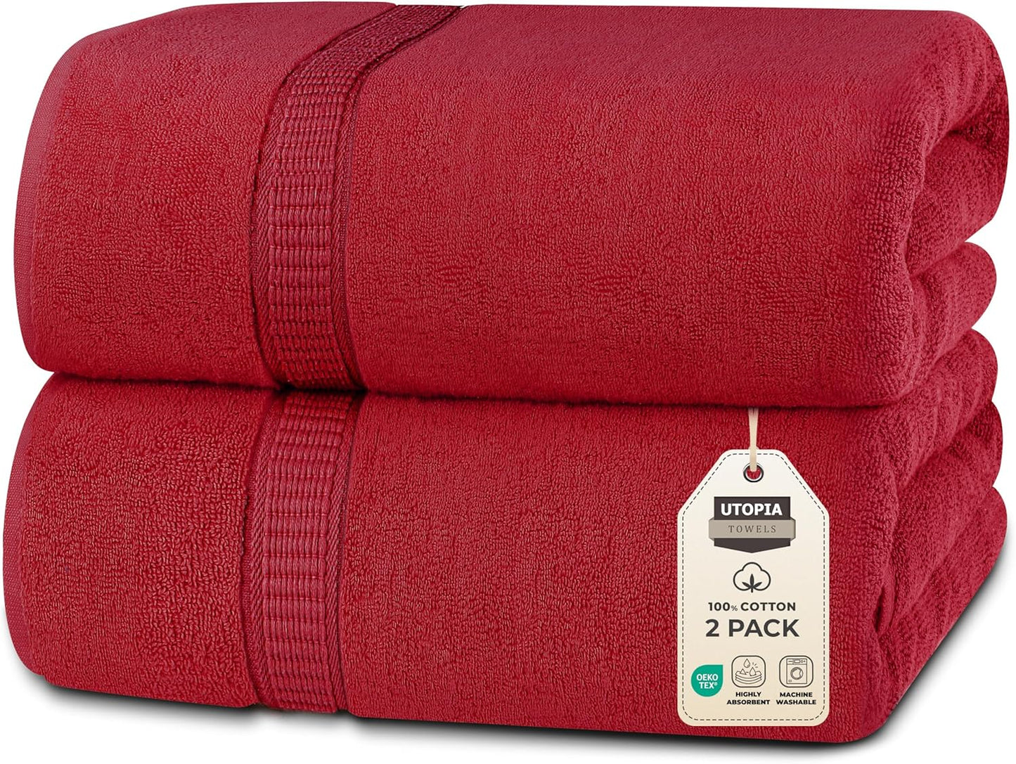 Utopia Towels Luxurious Jumbo Bath Sheet 2 Piece, 600 GSM, 35 by 70 Inches, 100% Ring Spun Cotton, Highly Absorbent and Quick Dry Extra Large Bath Towel, Super Soft Towel, Grey
