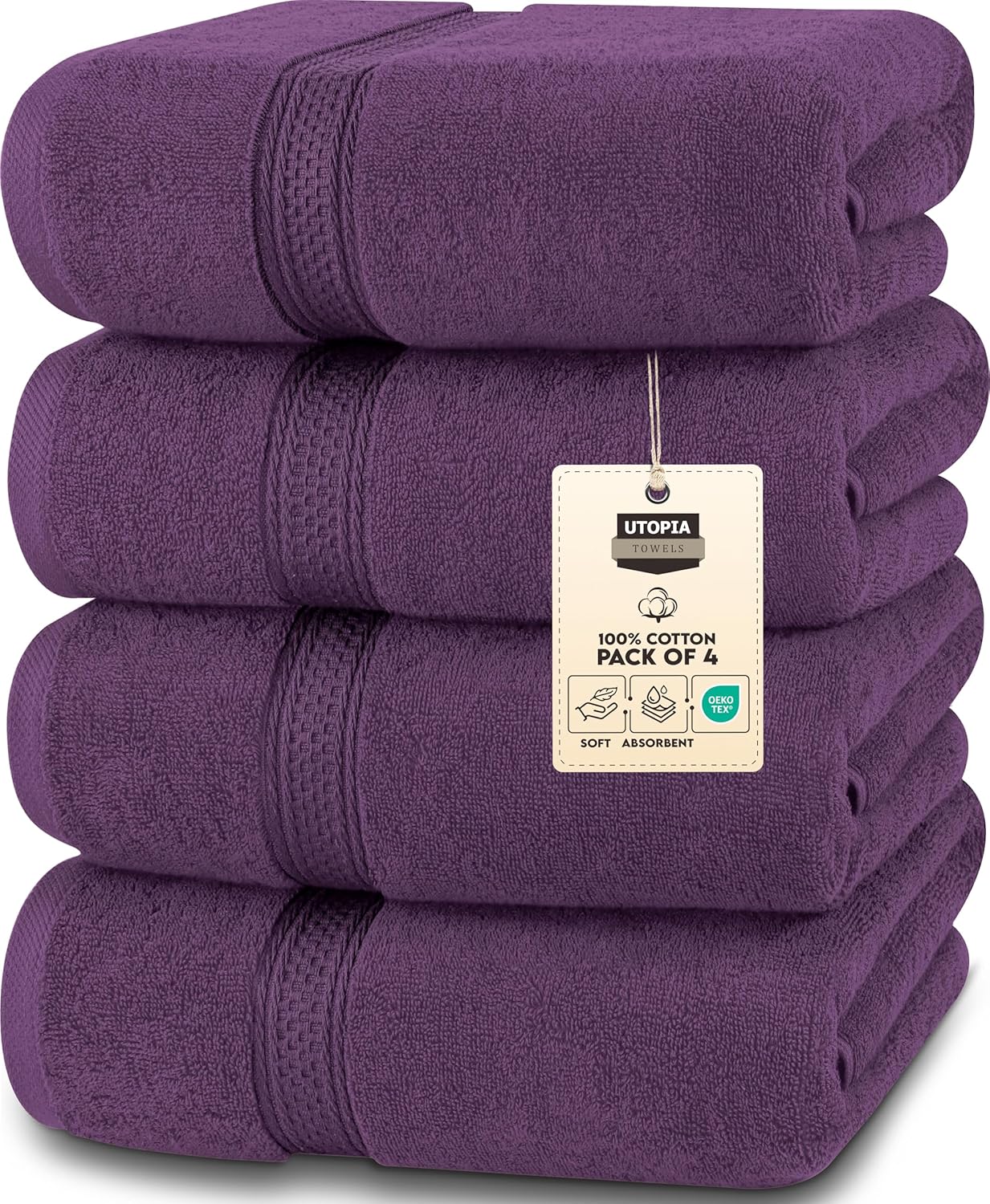 Utopia Towels 4 Pack Premium Bath Towels Set, 27 by 54 Inches, 100% Ring Spun Cotton 600GSM, Lightweight and Highly Absorbent Quick Drying Towels, Perfect for Daily Use, Grey
