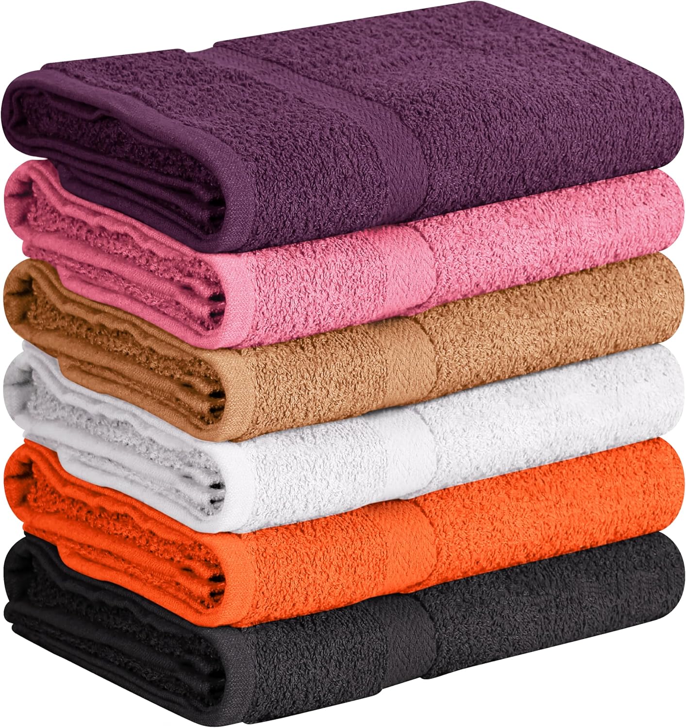 Towel and Linen Mart 100% Cotton 6 Pack Bath Towel Set, Quick Dry, Super Absorbent, Light Weight, Soft, (27 x 54 Pack of 6) Beige, White, Grey, Sky Blue, SAGE Green, Navy