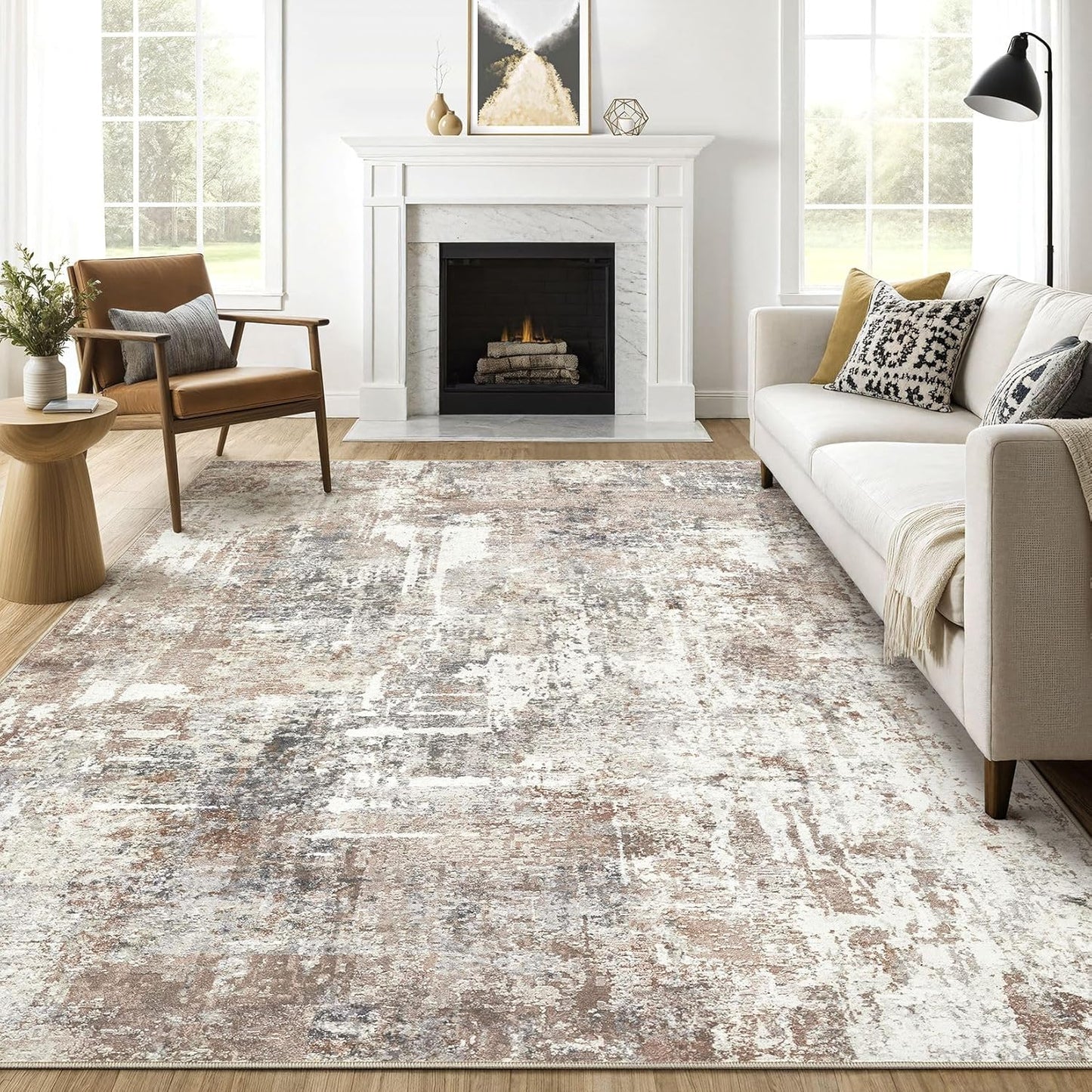 Area Rugs 9x12 Living Room: Washable Large Abstract Modern Soft Rugs Stain Resistant Indoor Floor Non Slip Accent Carpet for Bedroom Nursery Playroom Office Dining Room Dorm Home Decor- Gray Gold