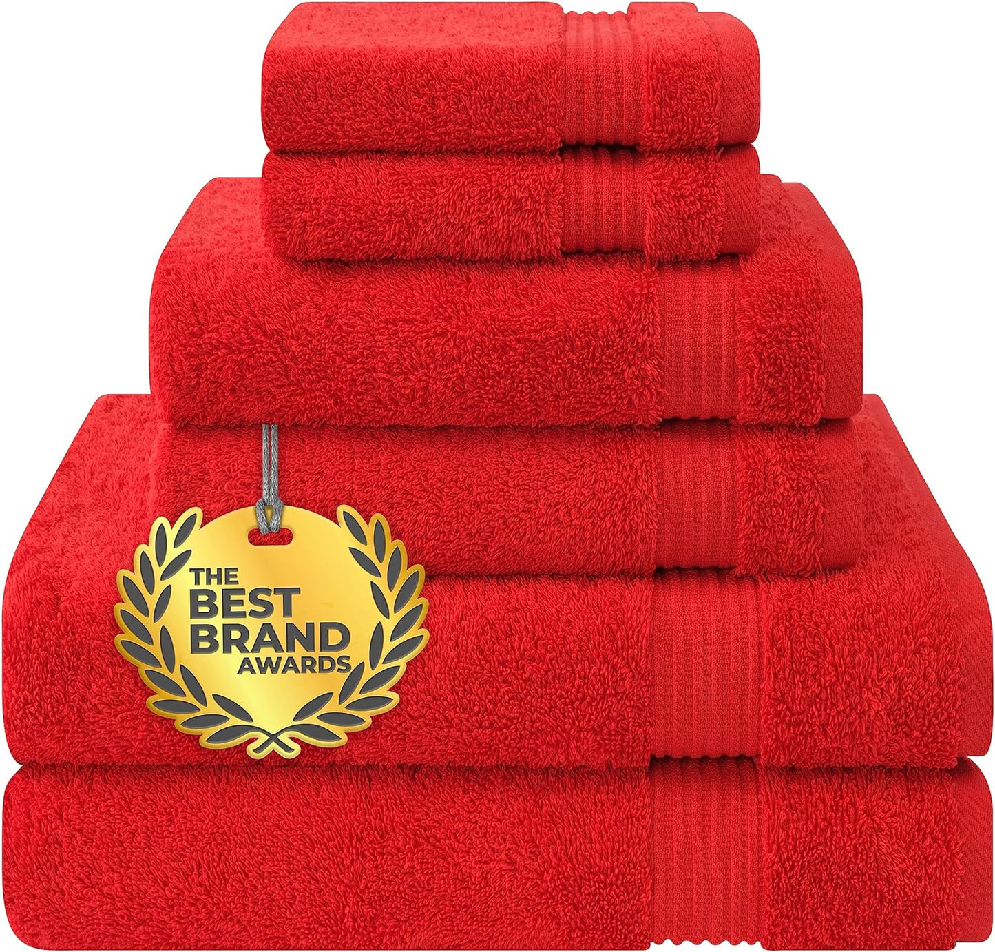 Cotton Paradise 6 Piece Towel Set, 100% Cotton Soft Absorbent Turkish Towels for Bathroom, 2 Bath Towels 2 Hand Towels 2 Washcloths, Beige Towel Set