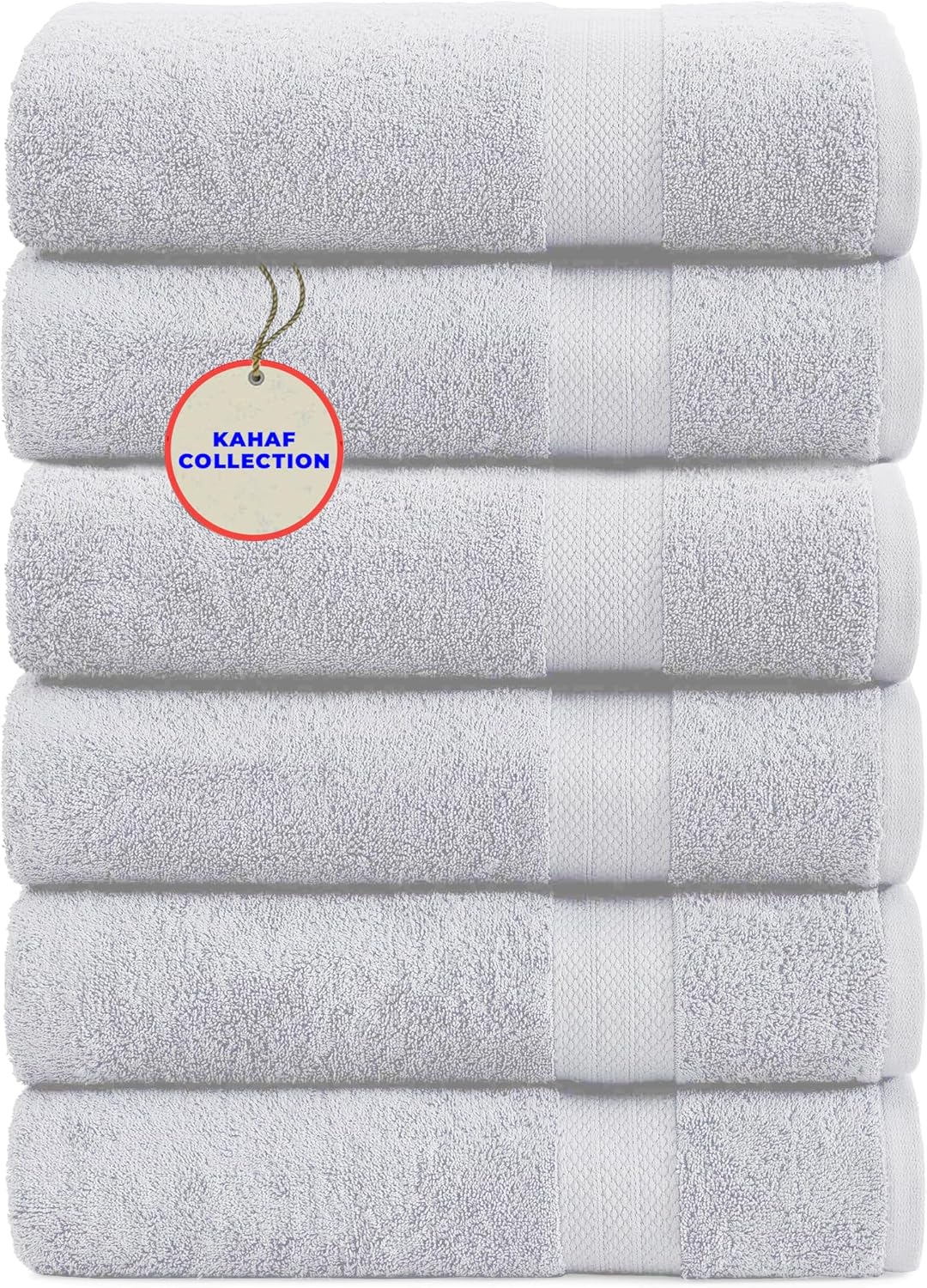 100% Cotton Bath Towels, 24x48 Pack of 6 Towels, Quick Dry, Highly Absorbent, Soft Feel Towel, Gym, Spa, Bathroom, Shower, Pool, Luxury Soft Towels (Grey, 24x48-6 Pack)