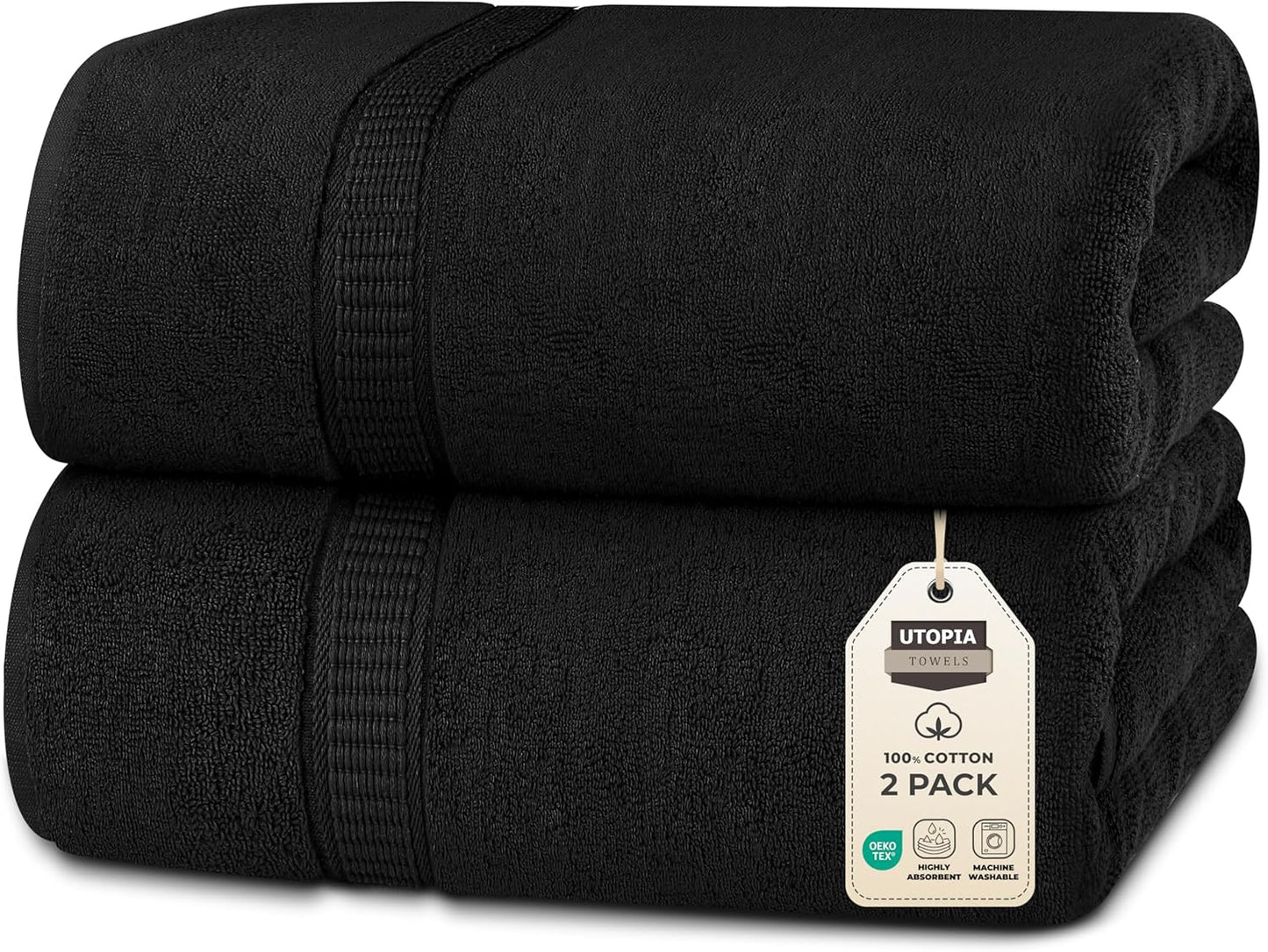 Utopia Towels Luxurious Jumbo Bath Sheet 2 Piece, 600 GSM, 35 by 70 Inches, 100% Ring Spun Cotton, Highly Absorbent and Quick Dry Extra Large Bath Towel, Super Soft Towel, Grey