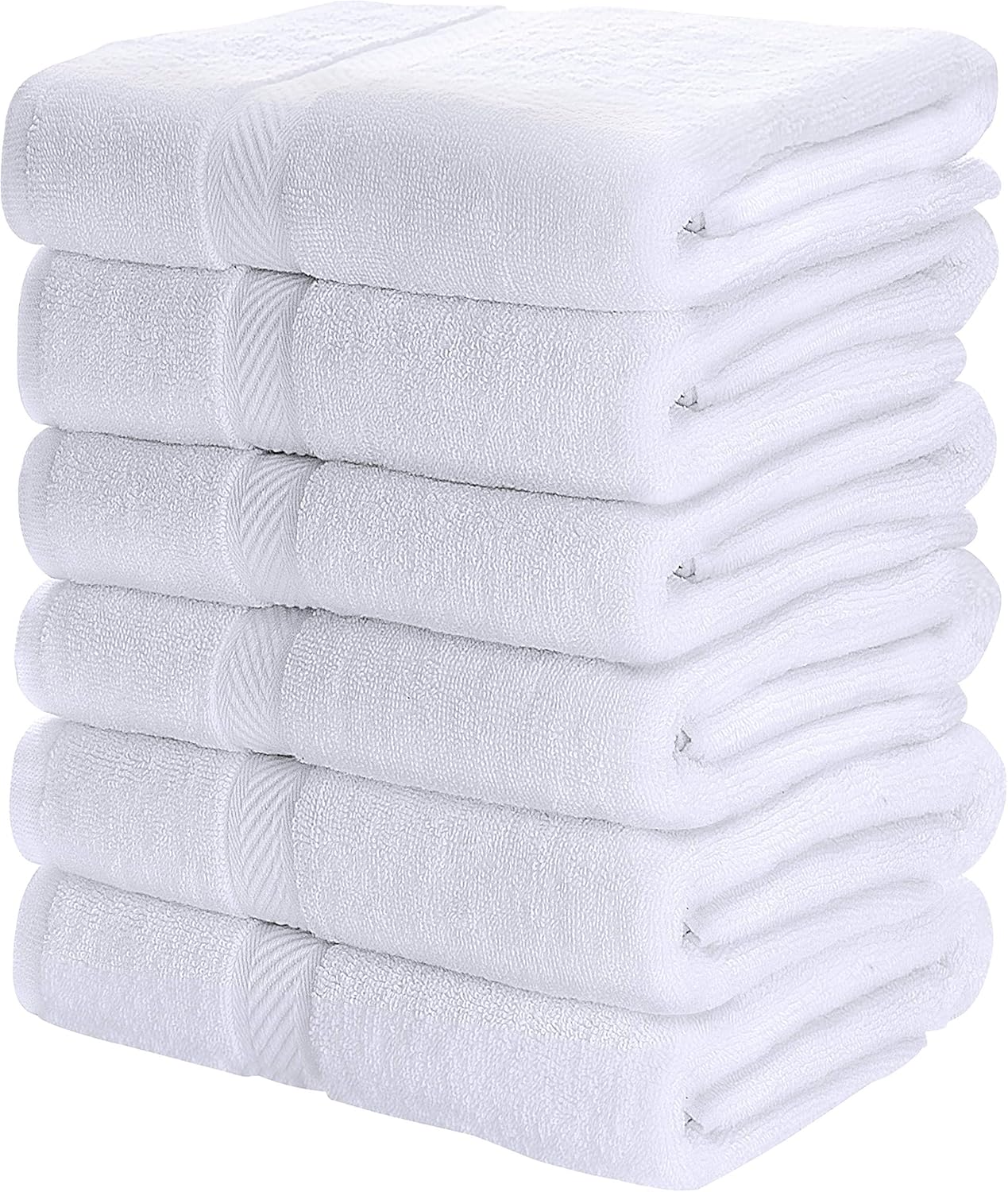 Utopia Towels 6 Pack Medium Bath Towel Set, 24 by 48 Inches, 500 GSM 100% Ring Spun Cotton, Lightweight and Highly Absorbent Quick Drying Premium Towels for Hotel, Spa and Bathroom, White