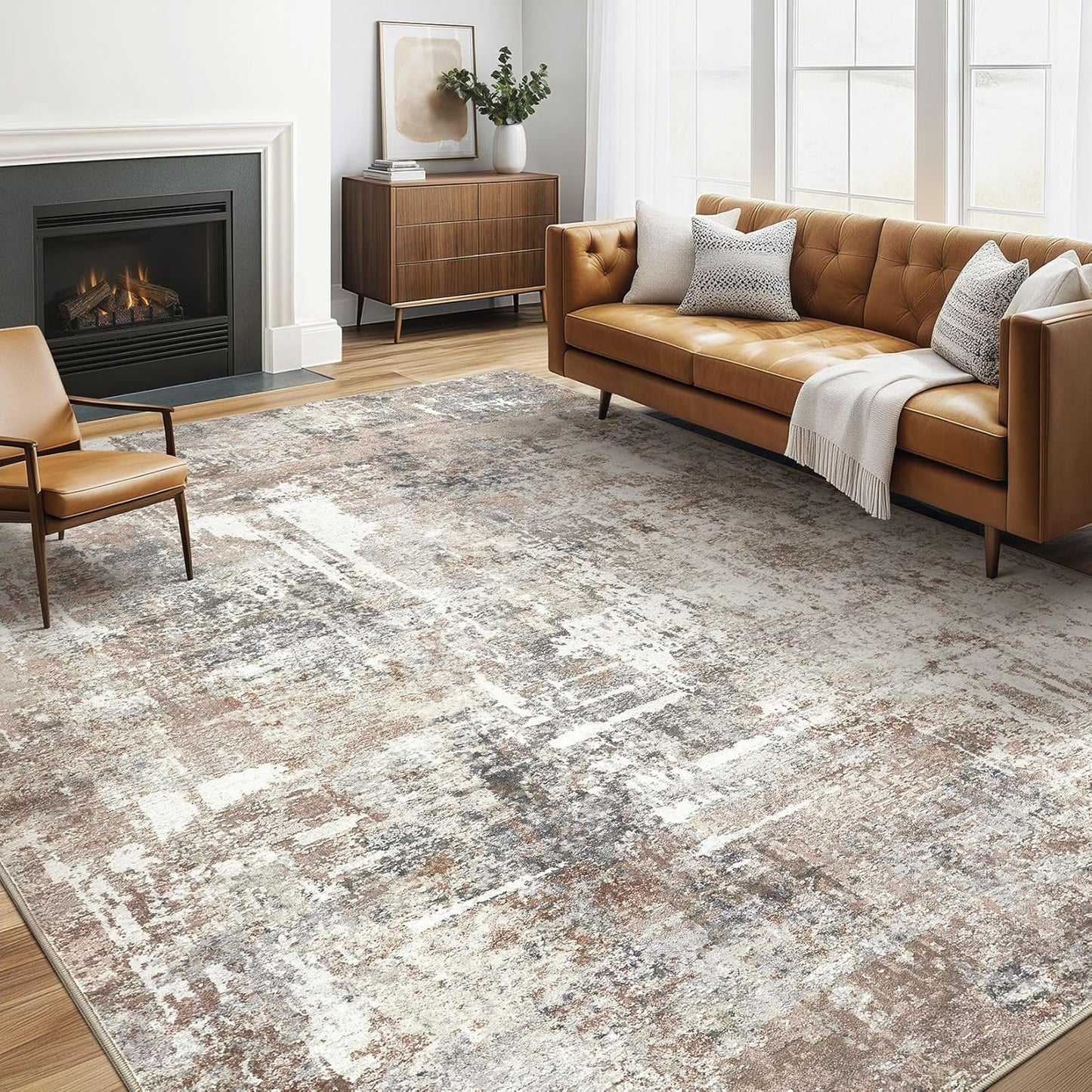 Area Rugs 9x12 Living Room: Washable Large Abstract Modern Soft Rugs Stain Resistant Indoor Floor Non Slip Accent Carpet for Bedroom Nursery Playroom Office Dining Room Dorm Home Decor- Gray Gold