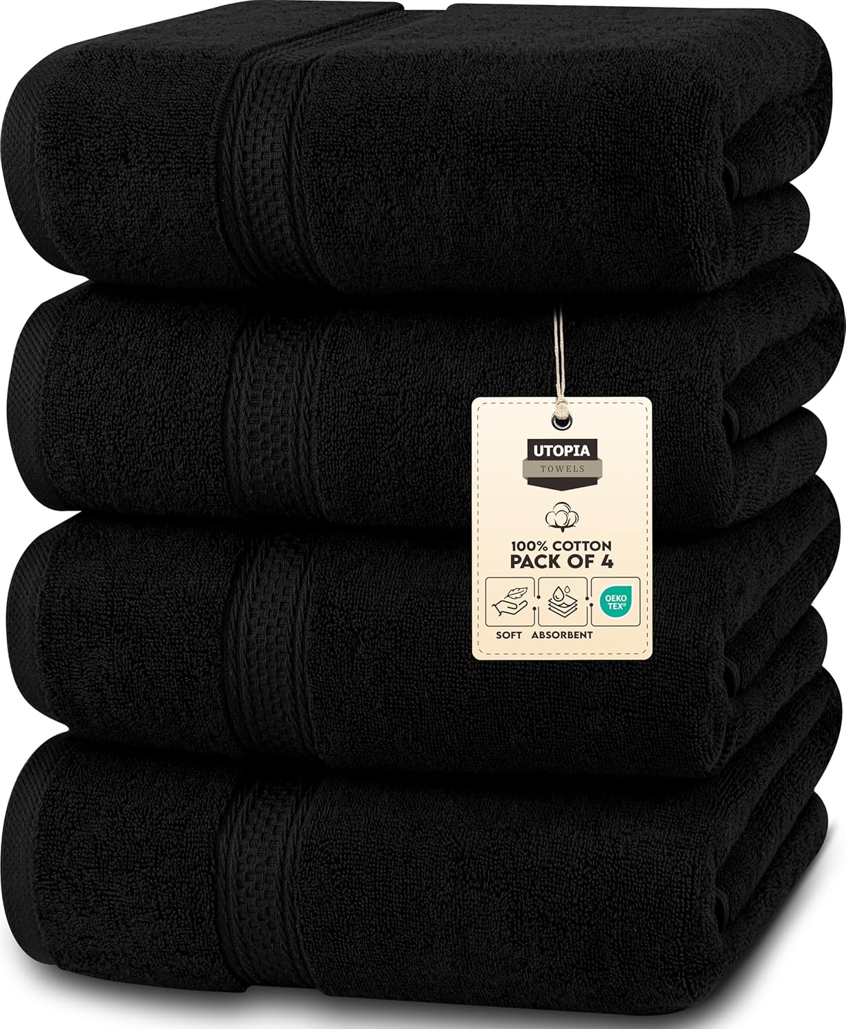 Utopia Towels 4 Pack Premium Bath Towels Set, 27 by 54 Inches, 100% Ring Spun Cotton 600GSM, Lightweight and Highly Absorbent Quick Drying Towels, Perfect for Daily Use, Grey