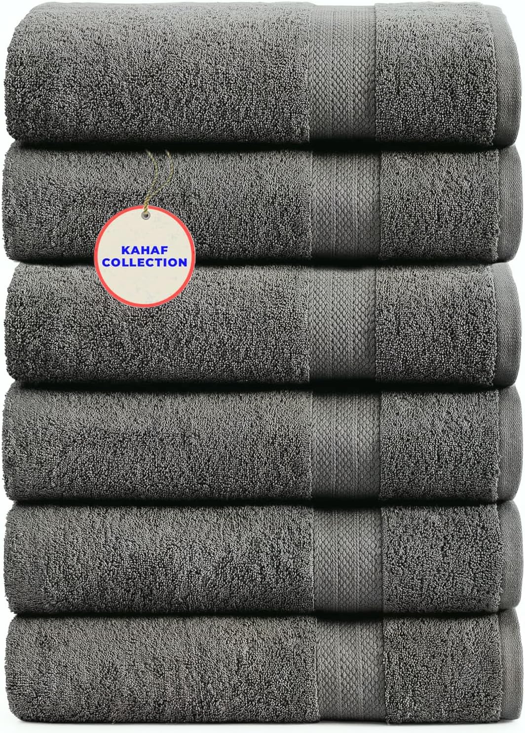 100% Cotton Bath Towels, 24x48 Pack of 6 Towels, Quick Dry, Highly Absorbent, Soft Feel Towel, Gym, Spa, Bathroom, Shower, Pool, Luxury Soft Towels (Grey, 24x48-6 Pack)