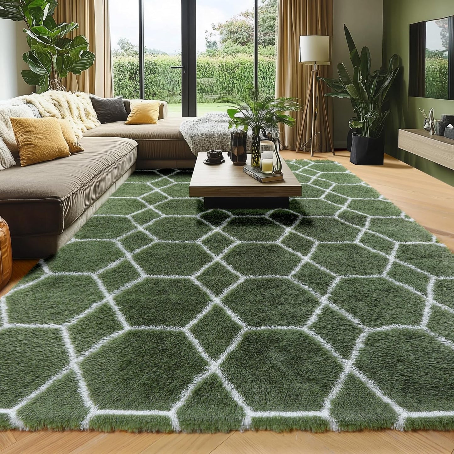 ONASAR Area Rugs for Bedroom Living Room, Washable 4x6 Fluffy Grey and White Floor Rug, Shaggy Geometric Soft Plush Fuzzy Carpet for Nursery Teen Playroom Dorm Office Home Decor Aesthetic