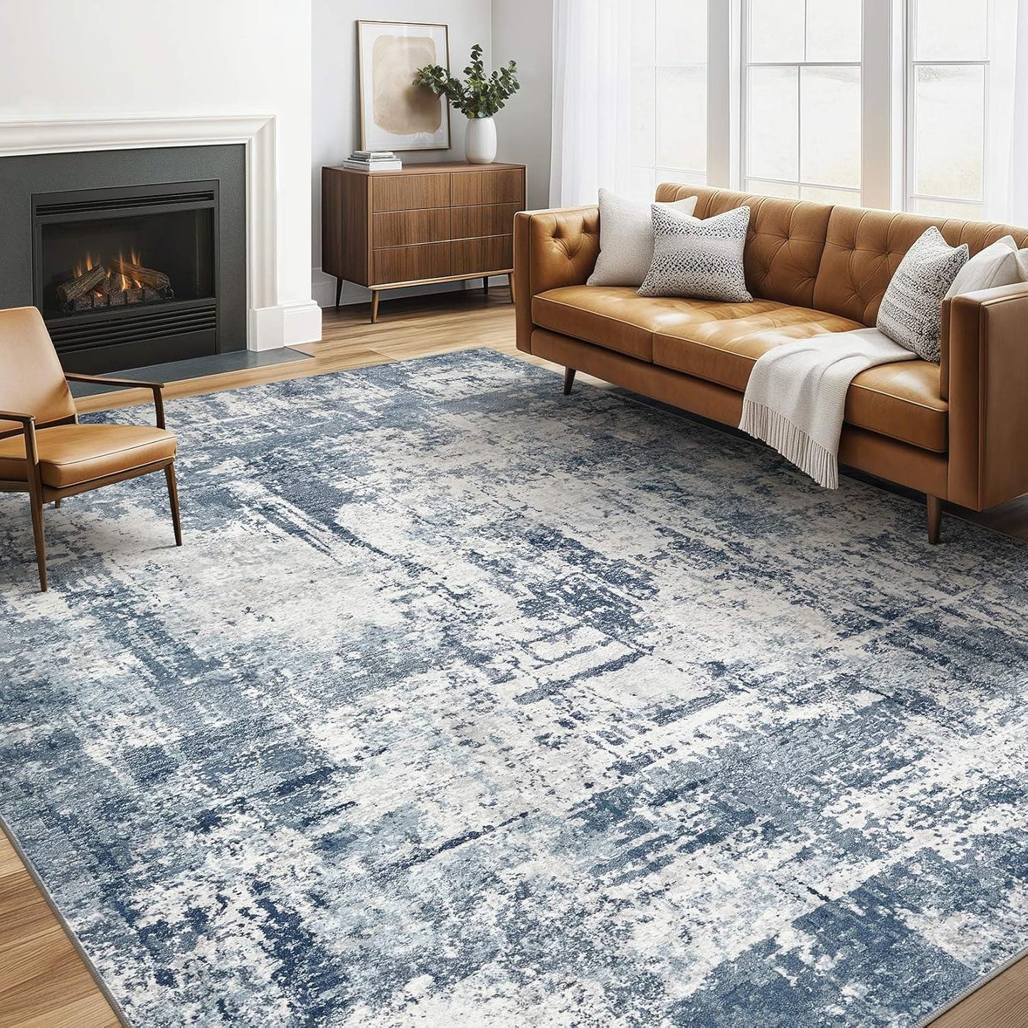 Area Rugs 9x12 Living Room: Washable Large Abstract Modern Soft Rugs Stain Resistant Indoor Floor Non Slip Accent Carpet for Bedroom Nursery Playroom Office Dining Room Dorm Home Decor- Gray Gold