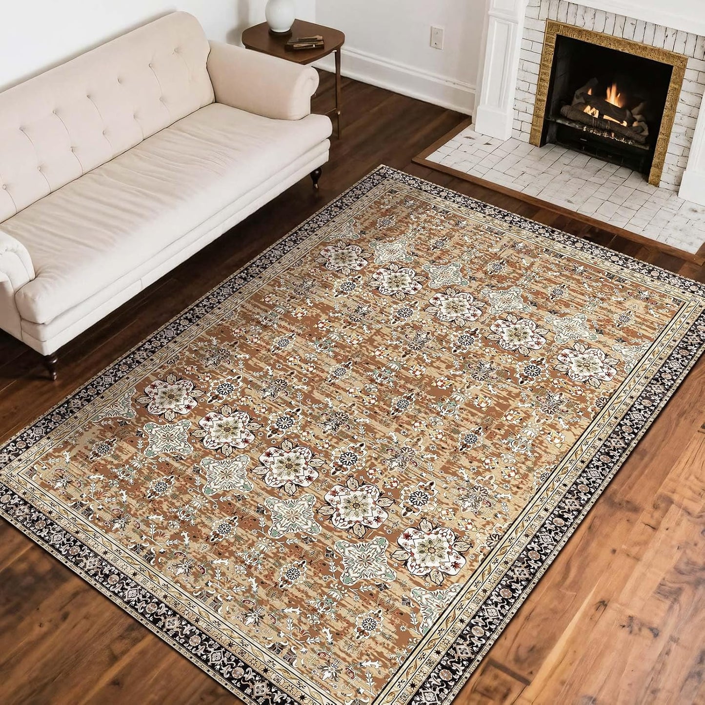 VEVOR 9 x 12 ft Area Rug Large Washable Boho Rug Non-Slip and Tear-Resistant Soft Carpet Pet & Child Friendly Bohemian Area Rugs Indoor Mat for Bedroom Living Room Kids Room Office Gray