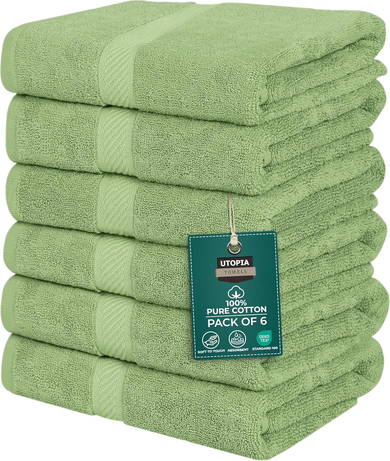 Utopia Towels 6 Pack Medium Bath Towel Set, 24 by 48 Inches, 500 GSM 100% Ring Spun Cotton, Lightweight and Highly Absorbent Quick Drying Premium Towels for Hotel, Spa and Bathroom, White