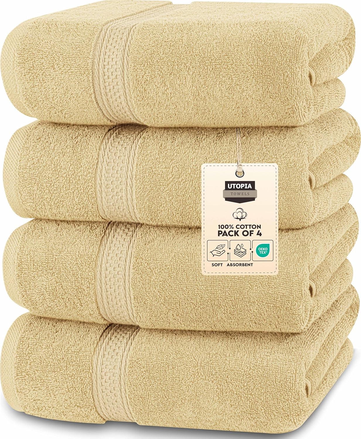 Utopia Towels 4 Pack Premium Bath Towels Set, 27 by 54 Inches, 100% Ring Spun Cotton 600GSM, Lightweight and Highly Absorbent Quick Drying Towels, Perfect for Daily Use, Grey