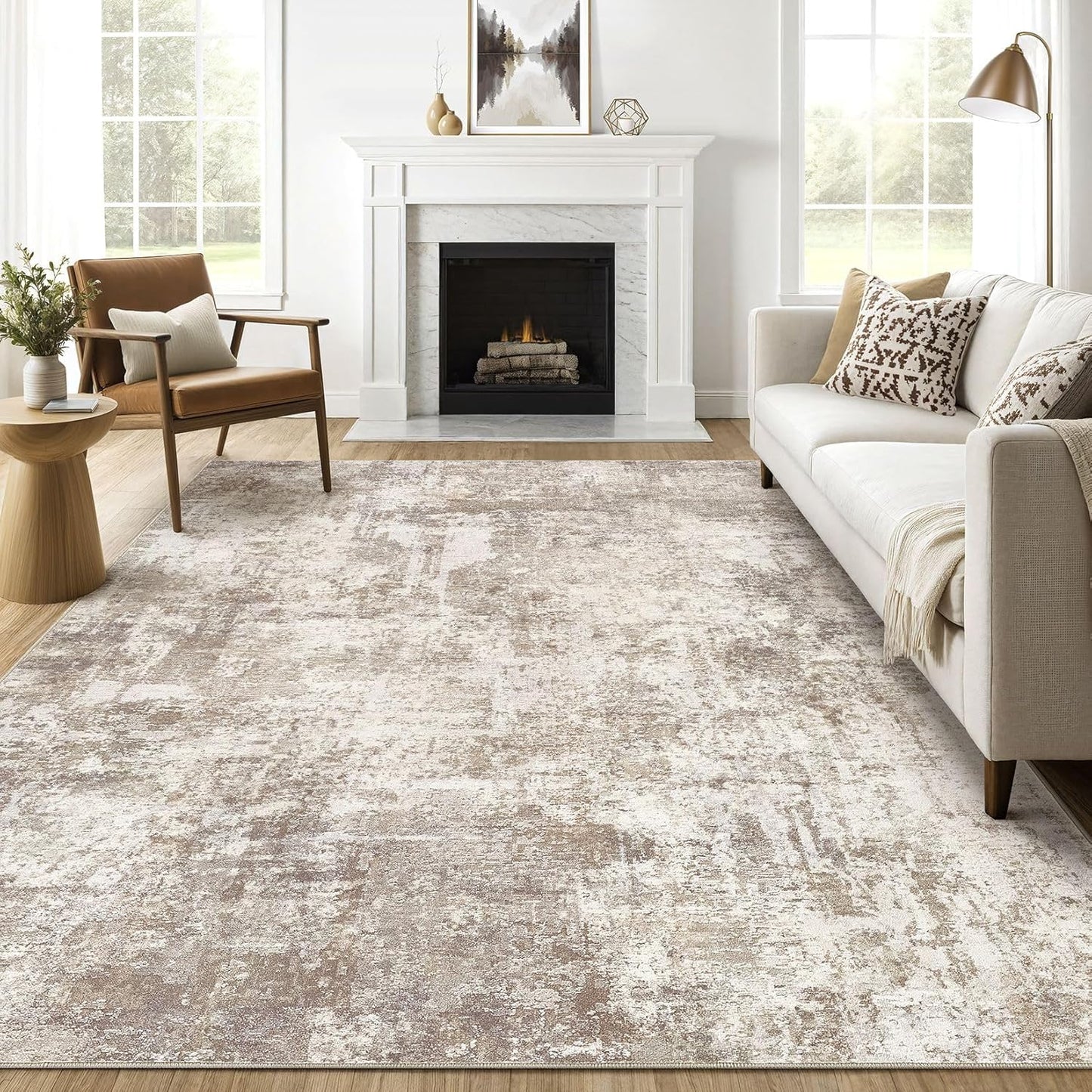 Area Rugs 9x12 Living Room: Washable Large Abstract Modern Soft Rugs Stain Resistant Indoor Floor Non Slip Accent Carpet for Bedroom Nursery Playroom Office Dining Room Dorm Home Decor- Gray Gold