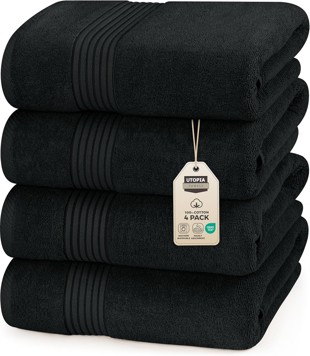 Utopia Towels 6 Pack Bath Towels Set, (27 x 54 Inches) 100% Ring Spun Cotton, Quick Dry, Highly Absorbent, Soft Feel Towels (White, Cool Grey, Turqoise, Sage Green, Navy, Beige)