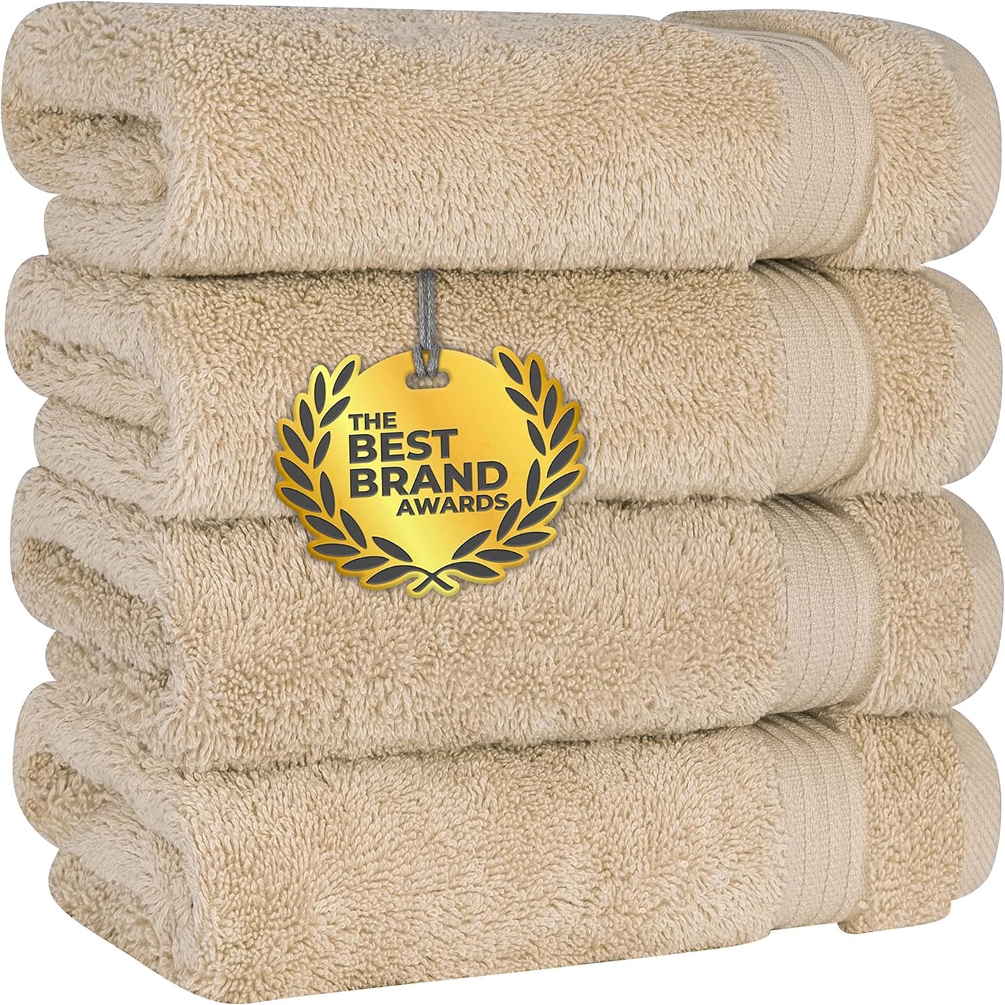 Cotton Paradise 6 Piece Towel Set, 100% Cotton Soft Absorbent Turkish Towels for Bathroom, 2 Bath Towels 2 Hand Towels 2 Washcloths, Beige Towel Set
