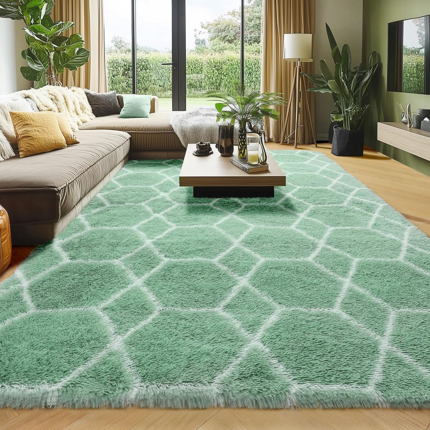 ONASAR Area Rugs for Bedroom Living Room, Washable 4x6 Fluffy Grey and White Floor Rug, Shaggy Geometric Soft Plush Fuzzy Carpet for Nursery Teen Playroom Dorm Office Home Decor Aesthetic