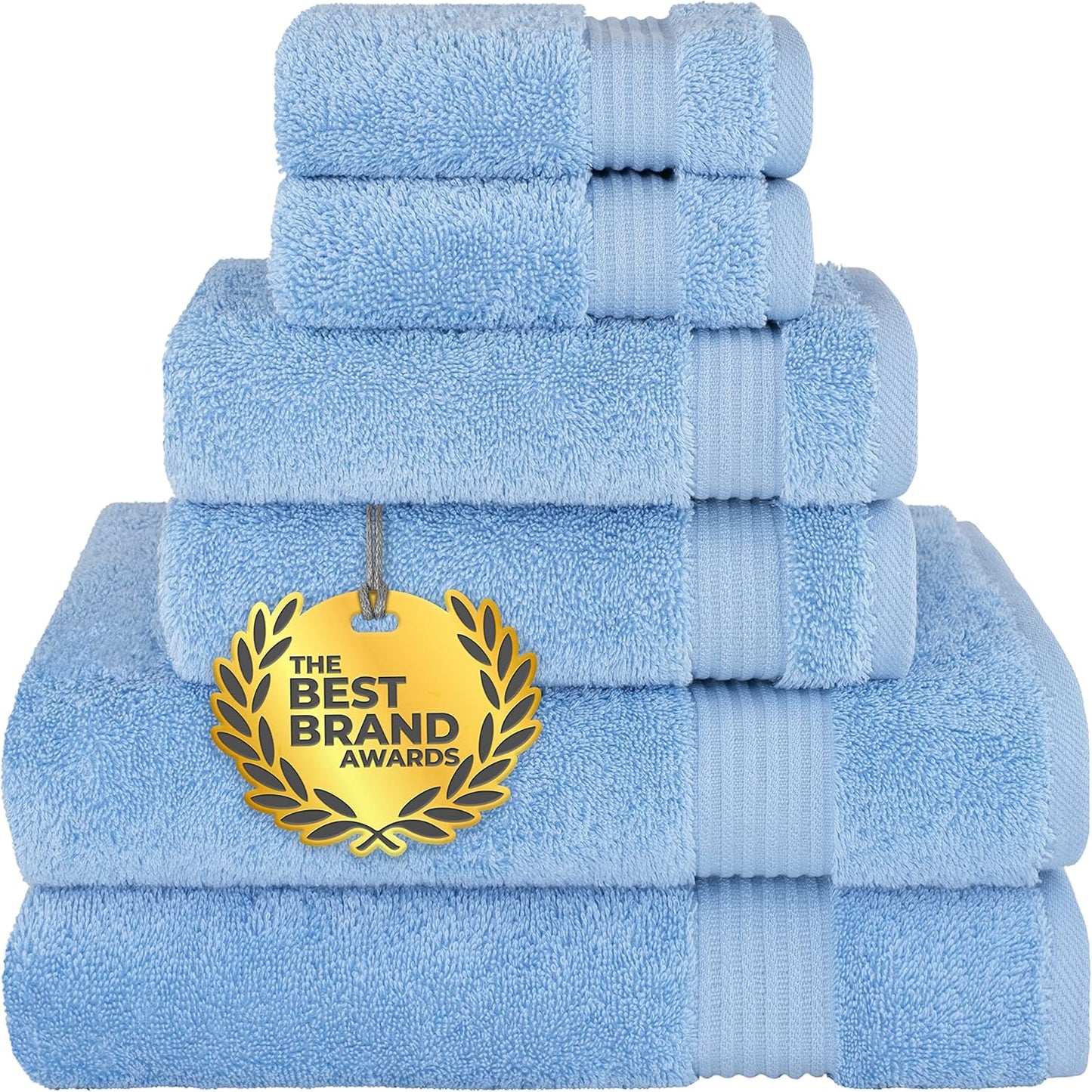 Cotton Paradise 6 Piece Towel Set, 100% Cotton Soft Absorbent Turkish Towels for Bathroom, 2 Bath Towels 2 Hand Towels 2 Washcloths, Beige Towel Set
