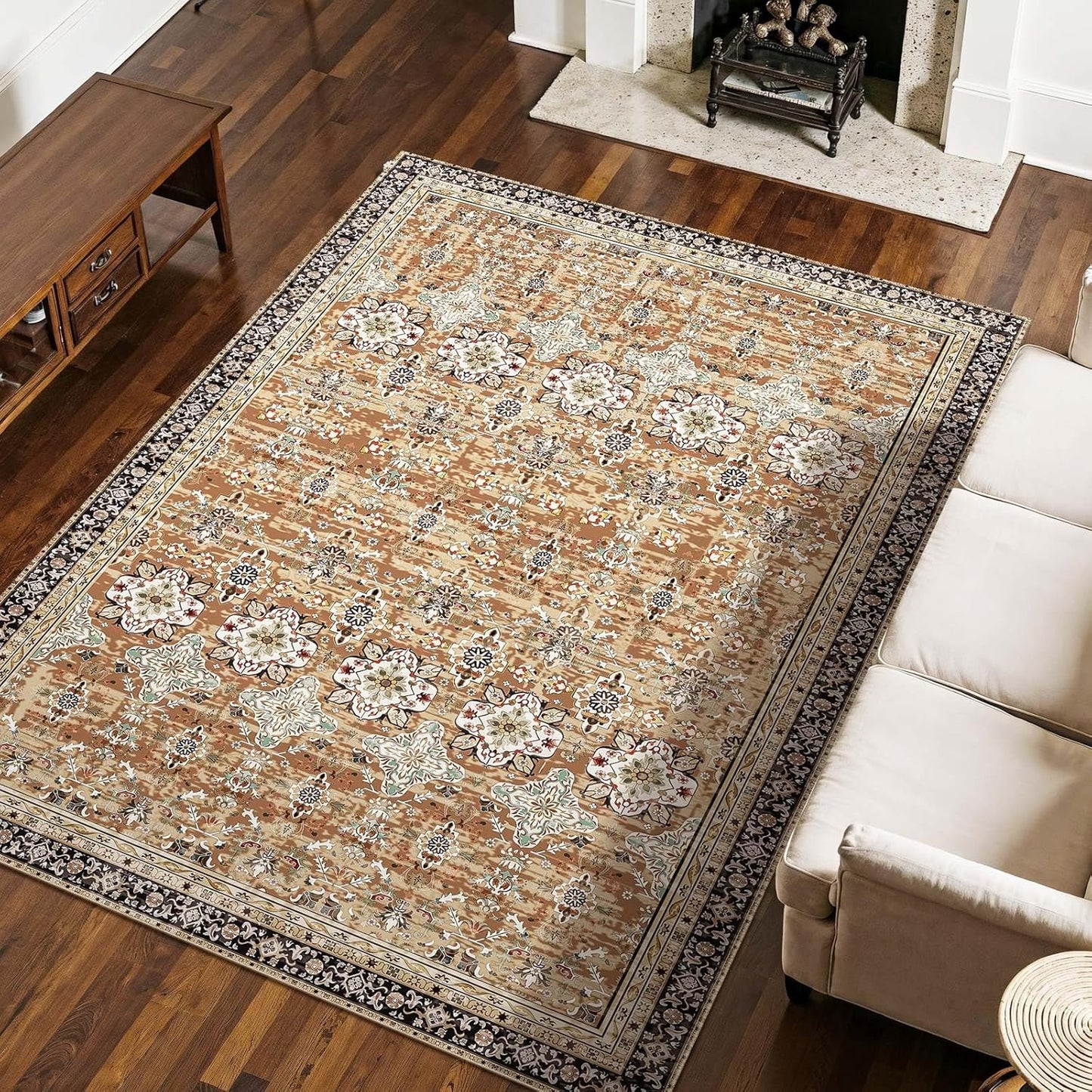 VEVOR 9 x 12 ft Area Rug Large Washable Boho Rug Non-Slip and Tear-Resistant Soft Carpet Pet & Child Friendly Bohemian Area Rugs Indoor Mat for Bedroom Living Room Kids Room Office Gray