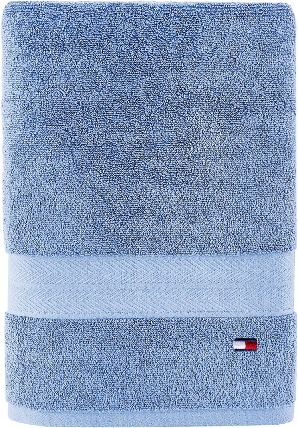Tommy Hilfiger Modern American Solid Bath Towel, 30 X 54 Inches, 100% Cotton 574 GSM (Steel Grey)