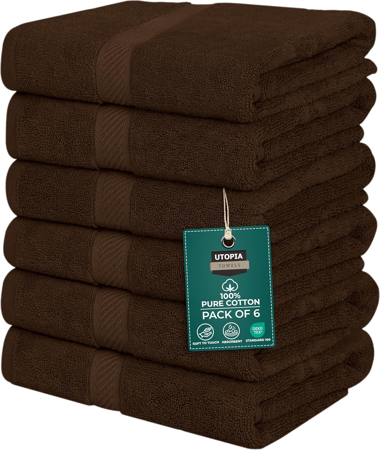 Utopia Towels 6 Pack Medium Bath Towel Set, 24 by 48 Inches, 500 GSM 100% Ring Spun Cotton, Lightweight and Highly Absorbent Quick Drying Premium Towels for Hotel, Spa and Bathroom, White