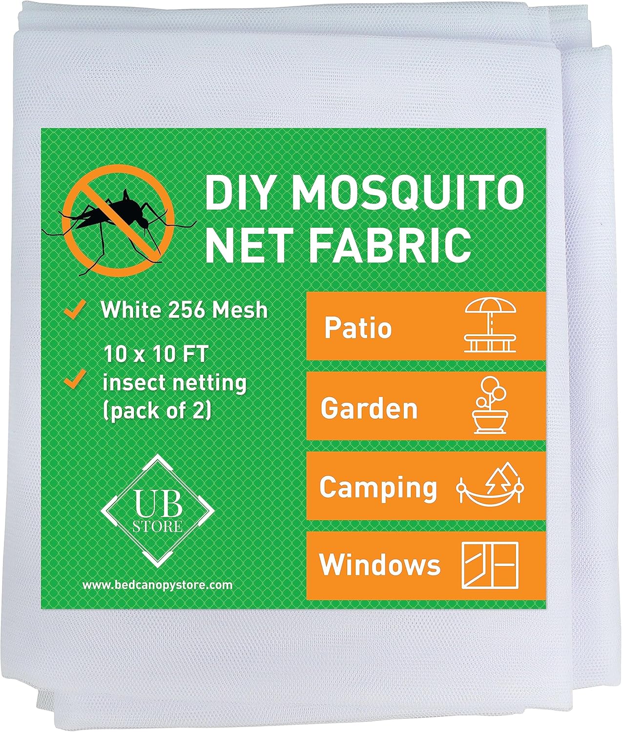White DIY Mosquito Net Fabric | 10x20 FT Netting | Insect Cover for Garden, Patio, Outdoor & Windows | Multiple Sizes in Black, White & Green | Raised Bed Screen Mesh Barrier