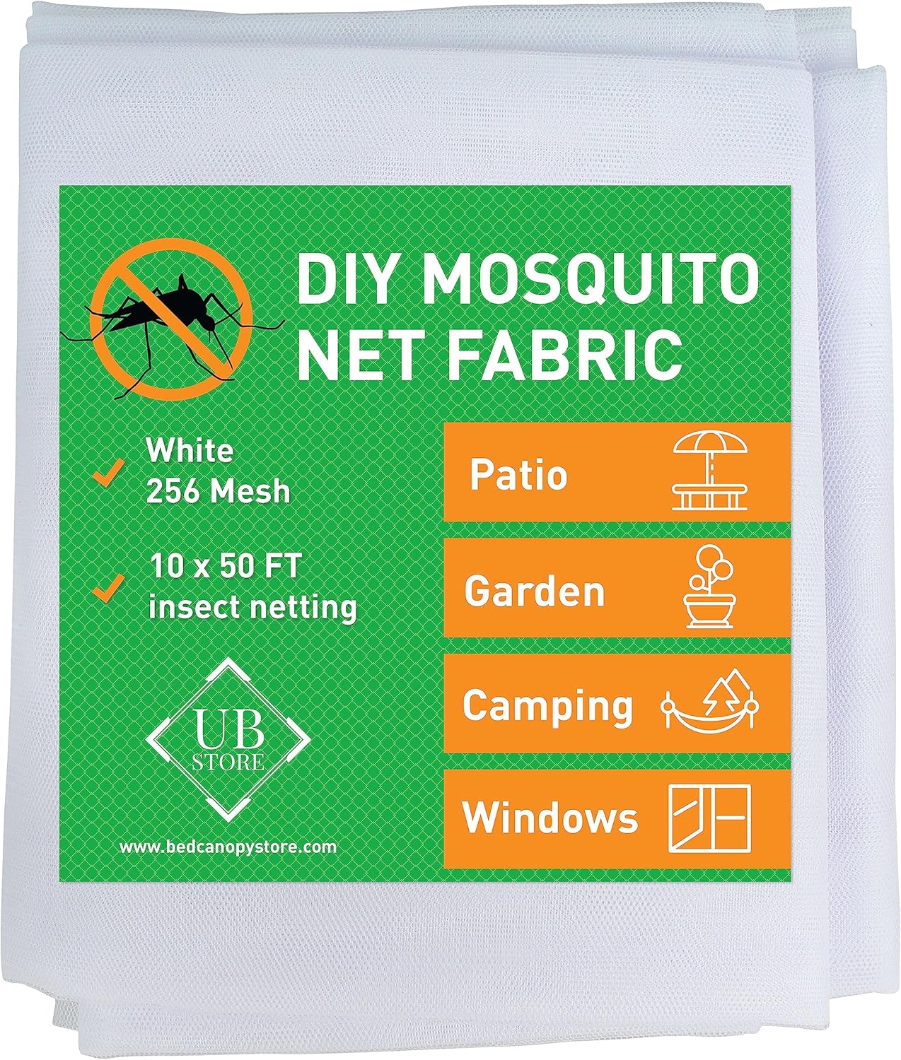 White DIY Mosquito Net Fabric | 10x20 FT Netting | Insect Cover for Garden, Patio, Outdoor & Windows | Multiple Sizes in Black, White & Green | Raised Bed Screen Mesh Barrier