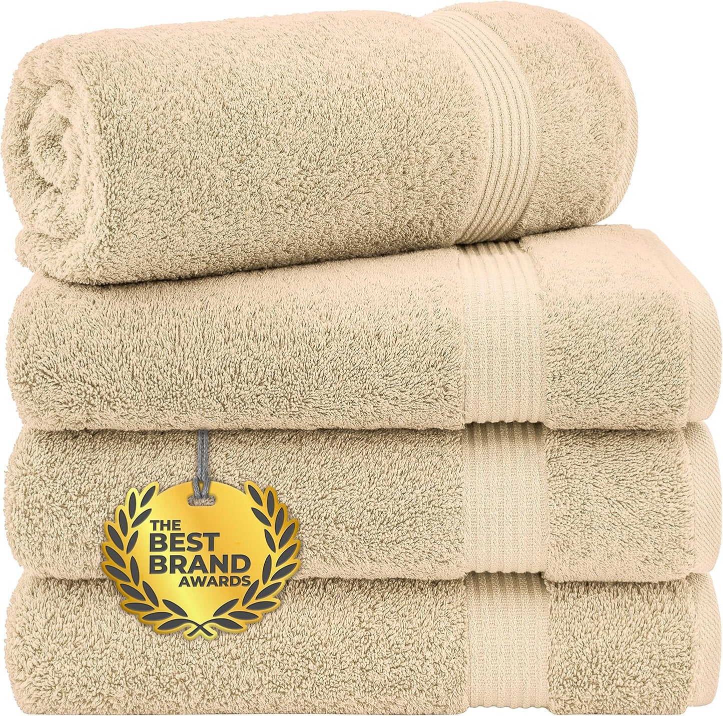 Cotton Paradise 6 Piece Towel Set, 100% Cotton Soft Absorbent Turkish Towels for Bathroom, 2 Bath Towels 2 Hand Towels 2 Washcloths, Beige Towel Set