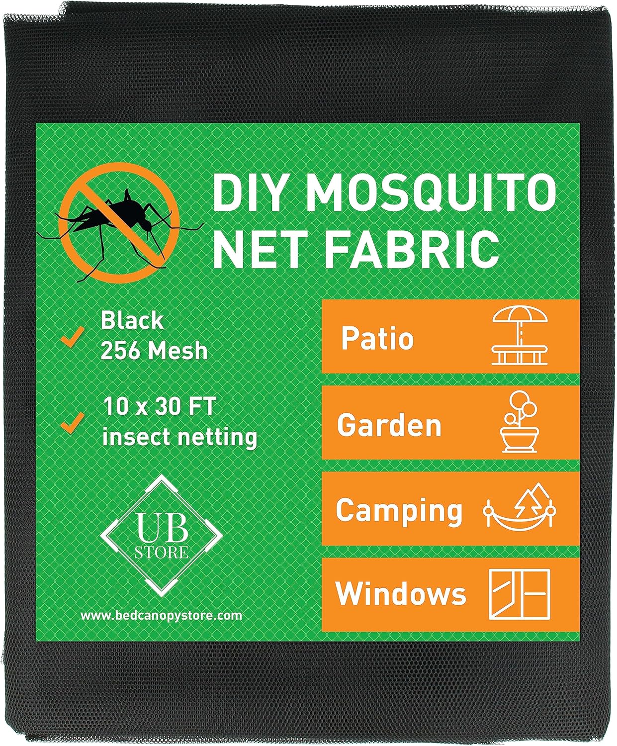 White DIY Mosquito Net Fabric | 10x20 FT Netting | Insect Cover for Garden, Patio, Outdoor & Windows | Multiple Sizes in Black, White & Green | Raised Bed Screen Mesh Barrier