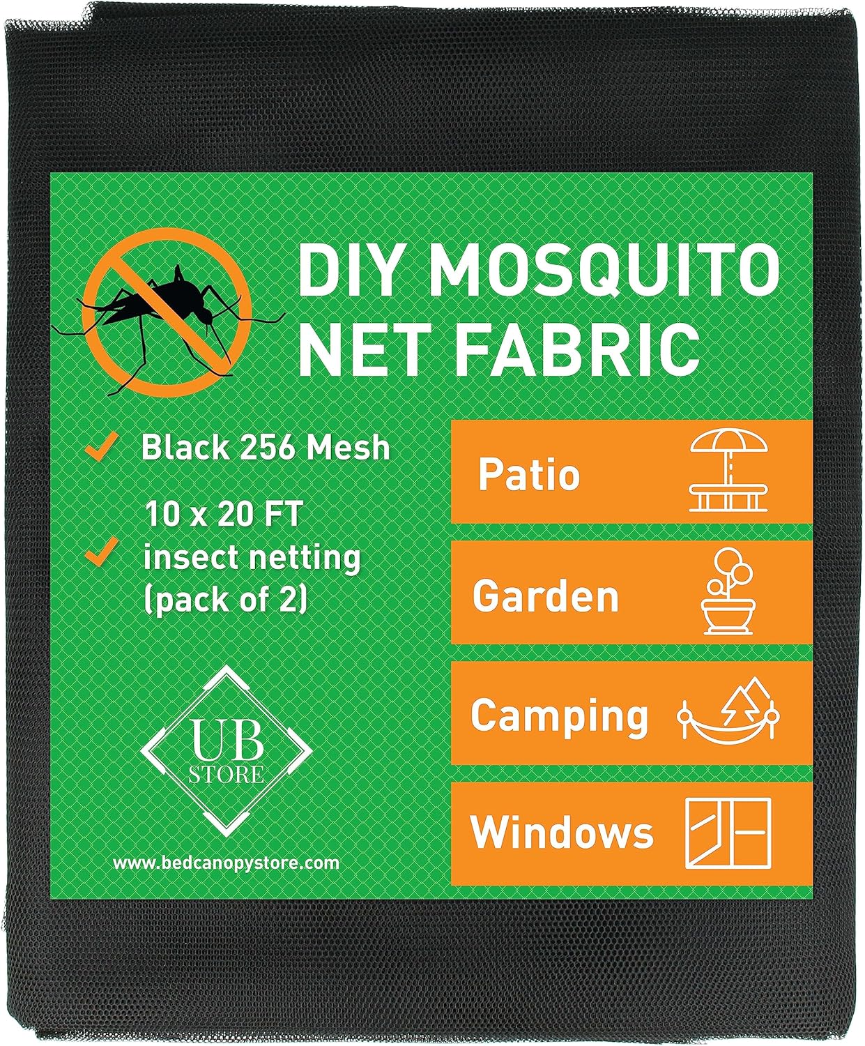 White DIY Mosquito Net Fabric | 10x20 FT Netting | Insect Cover for Garden, Patio, Outdoor & Windows | Multiple Sizes in Black, White & Green | Raised Bed Screen Mesh Barrier